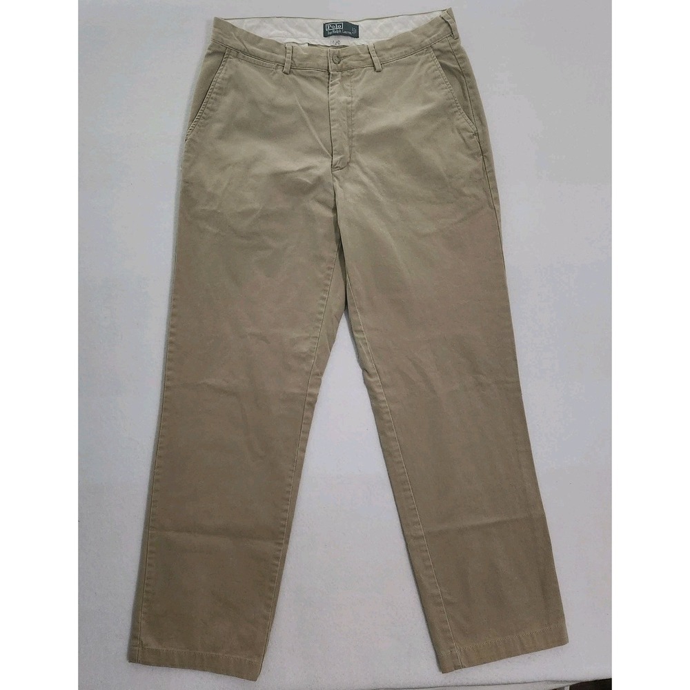 Polo By Ralph Lauren Mens Chino Pants Size 34x34 Khaki Casual Heavy Material